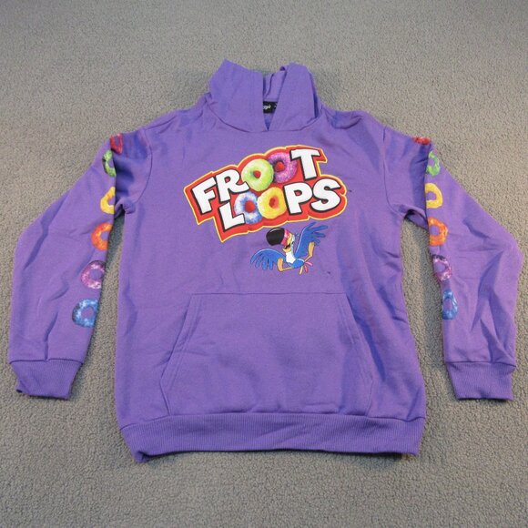Kellogg's Men's Hoodie Large Purple Fruit Loops Logo Spelled Out Sweatshirt - Picture 1 of 10